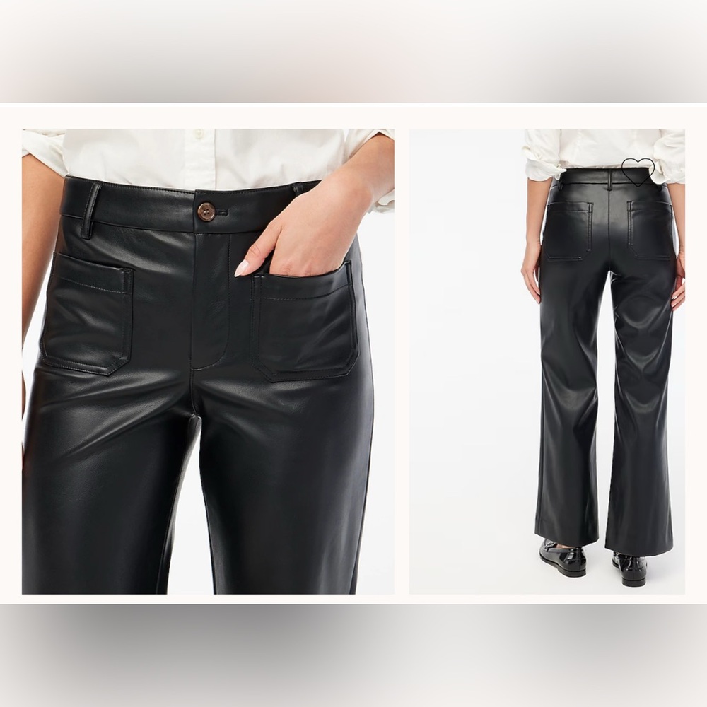 J. Crew Lizzie High Rise Faux Leather Patch Pocket Pant in Black Style CB412 - Picture 2 of 9